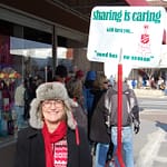 Lawrence Central Rotary President Carolyn Chinn Lewis Staffs the Salvation Army Kettle