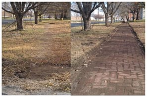 Before and After shot East Lawrence Sidewalk Cleaning before and after shot